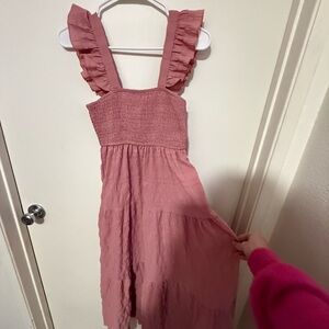 Girls Ruffle-Strap Smocked Dress - Dusty Rose